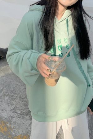 Style Core Aesthetics, New Style Trends - Mint Aesthetic Heart Hoodie