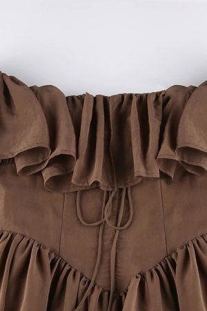 Style Core Aesthetics, New Style Trends - Mocha Brown Mini Dress