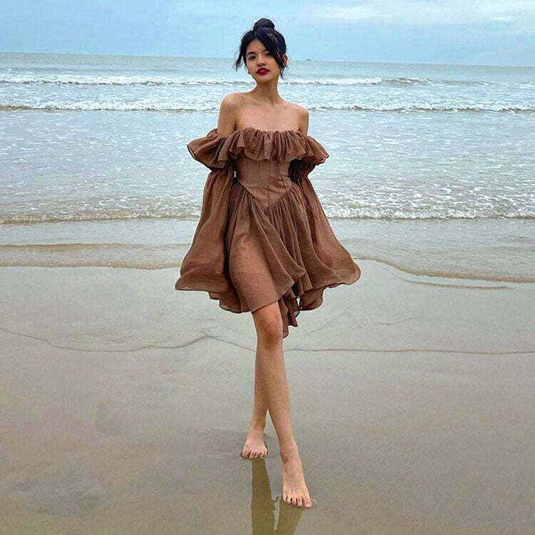 Style Core Aesthetics, New Style Trends - Mocha Brown Mini Dress