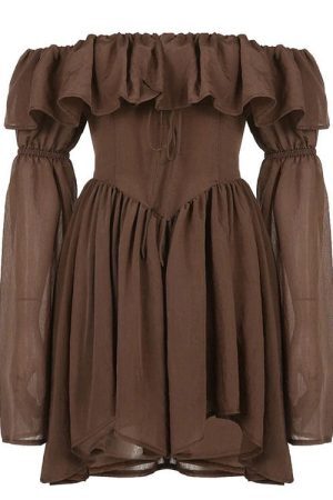 Style Core Aesthetics, New Style Trends - Mocha Brown Mini Dress