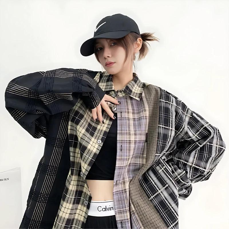 Style Core Aesthetics, New Style Trends - Multi Pattern Plaid Shirt