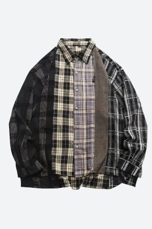 Style Core Aesthetics, New Style Trends - Multi Pattern Plaid Shirt