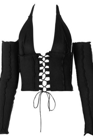 Style Core Aesthetics, New Style Trends - Nothing To Hide Lace Up Top