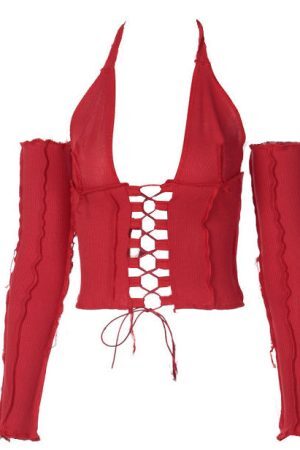 Style Core Aesthetics, New Style Trends - Nothing To Hide Lace Up Top