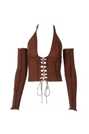 Style Core Aesthetics, New Style Trends - Nothing To Hide Lace Up Top