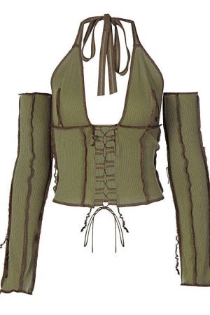 Style Core Aesthetics, New Style Trends - Nothing To Hide Lace Up Top