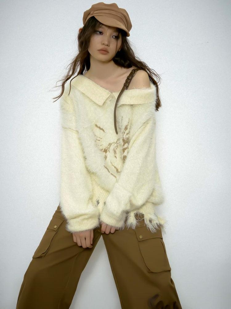 Style Core Aesthetics, New Style Trends - Off Shoulder Distressed Knit Sweater Style Core Aesthetics, New Style Trends - Off Shoulder Distressed Knit Sweater