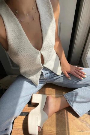 Style Core Aesthetics, New Style Trends - Open Front Knitted Cardigan Vest