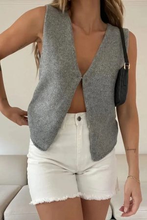Style Core Aesthetics, New Style Trends - Open Front Knitted Cardigan Vest