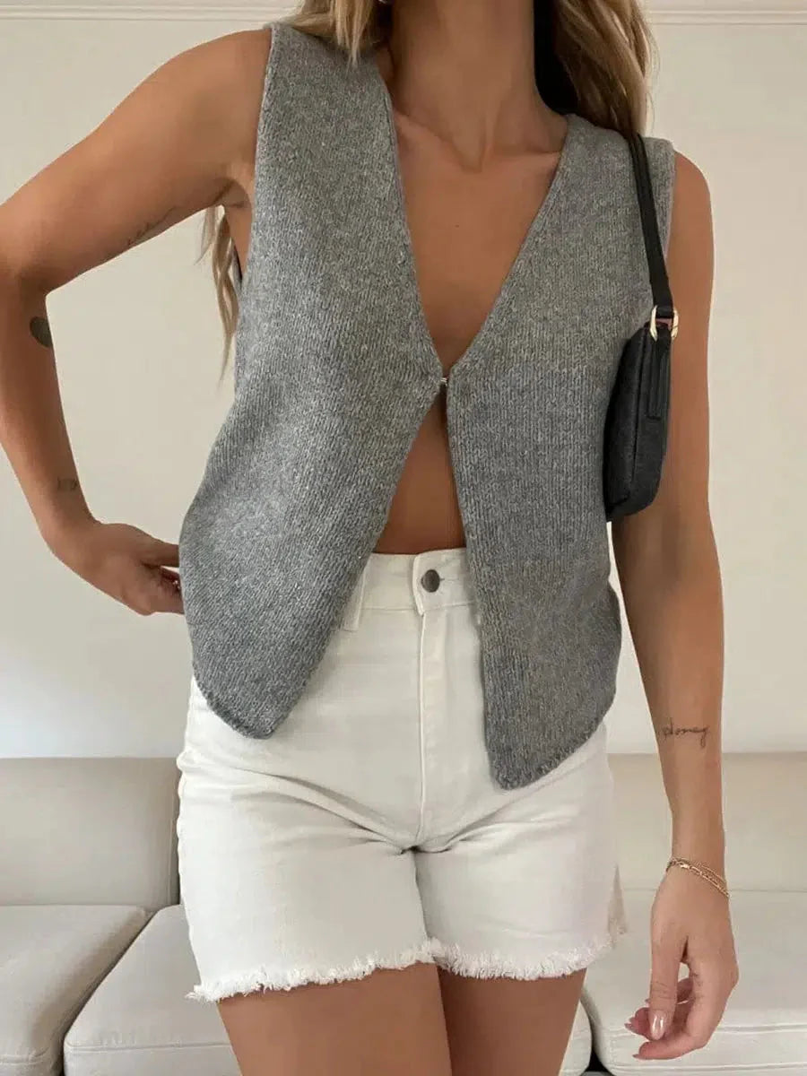 Style Core Aesthetics, New Style Trends - Open Front Knitted Cardigan Vest Style Core Aesthetics, New Style Trends - Open Front Knitted Cardigan Vest