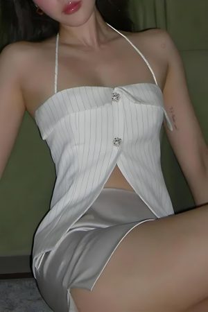 Style Core Aesthetics, New Style Trends - Open Front Striped Shirt Top