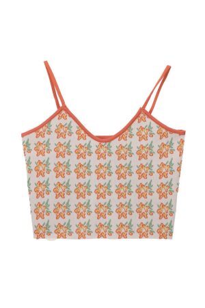 Style Core Aesthetics, New Style Trends - Orange Flower Knit Tank