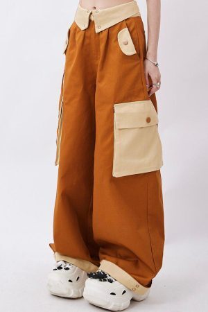 Style Core Aesthetics, New Style Trends - Orange Wide Leg Cargo Pants