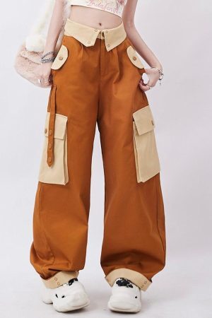 Style Core Aesthetics, New Style Trends - Orange Wide Leg Cargo Pants