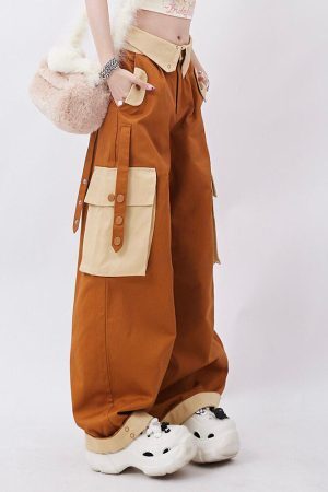 Style Core Aesthetics, New Style Trends - Orange Wide Leg Cargo Pants