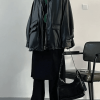 Style Core Aesthetics, New Style Trends - Oversized Black Faux Leather Jacket