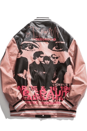 Style Core Aesthetics, New Style Trends - Oversized Pu Leather Varsity Jacket