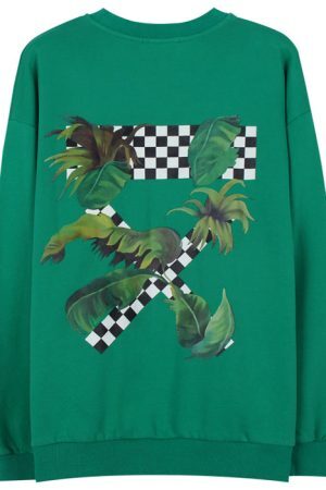 Style Core Aesthetics, New Style Trends - Palm Leaf Checker Sweatshirt