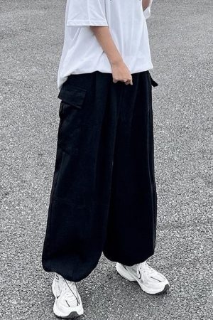 Style Core Aesthetics, New Style Trends - Pantalon cargo baggy vintage à poches plissées