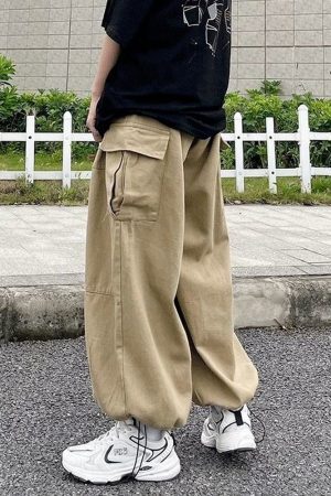 Style Core Aesthetics, New Style Trends - Pantalon cargo baggy vintage à poches plissées