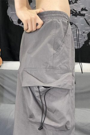 Style Core Aesthetics, New Style Trends - Pantalon Cargo Parachute Baggy Vintage Y2K