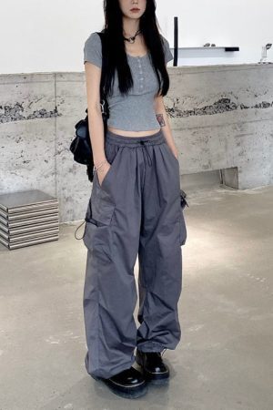 Style Core Aesthetics, New Style Trends - Pantalon Cargo Parachute Y2K