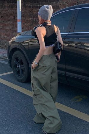 Style Core Aesthetics, New Style Trends - Pantalon Parachute Baggy à cordon de serrage Y2K