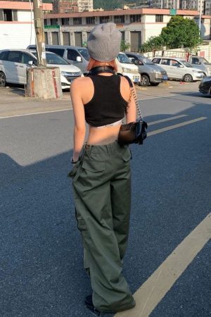 Style Core Aesthetics, New Style Trends - Pantalon Parachute Baggy à cordon de serrage Y2K