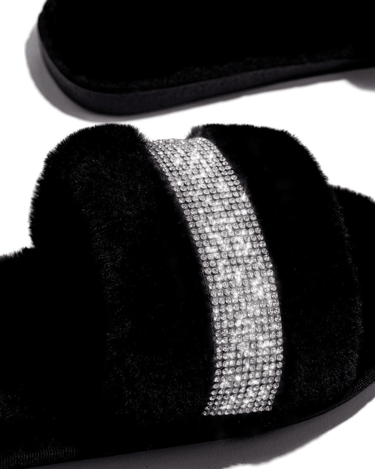 Style Core Aesthetics, New Style Trends - Pantoufles Plates Fluff Strass Style Core Aesthetics, New Style Trends - Pantoufles Plates Fluff Strass