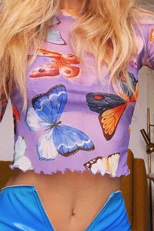 Style Core Aesthetics, New Style Trends - Papillons Mesh Top