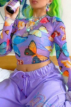 Style Core Aesthetics, New Style Trends - Papillons Mesh Top