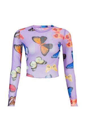 Style Core Aesthetics, New Style Trends - Papillons Mesh Top