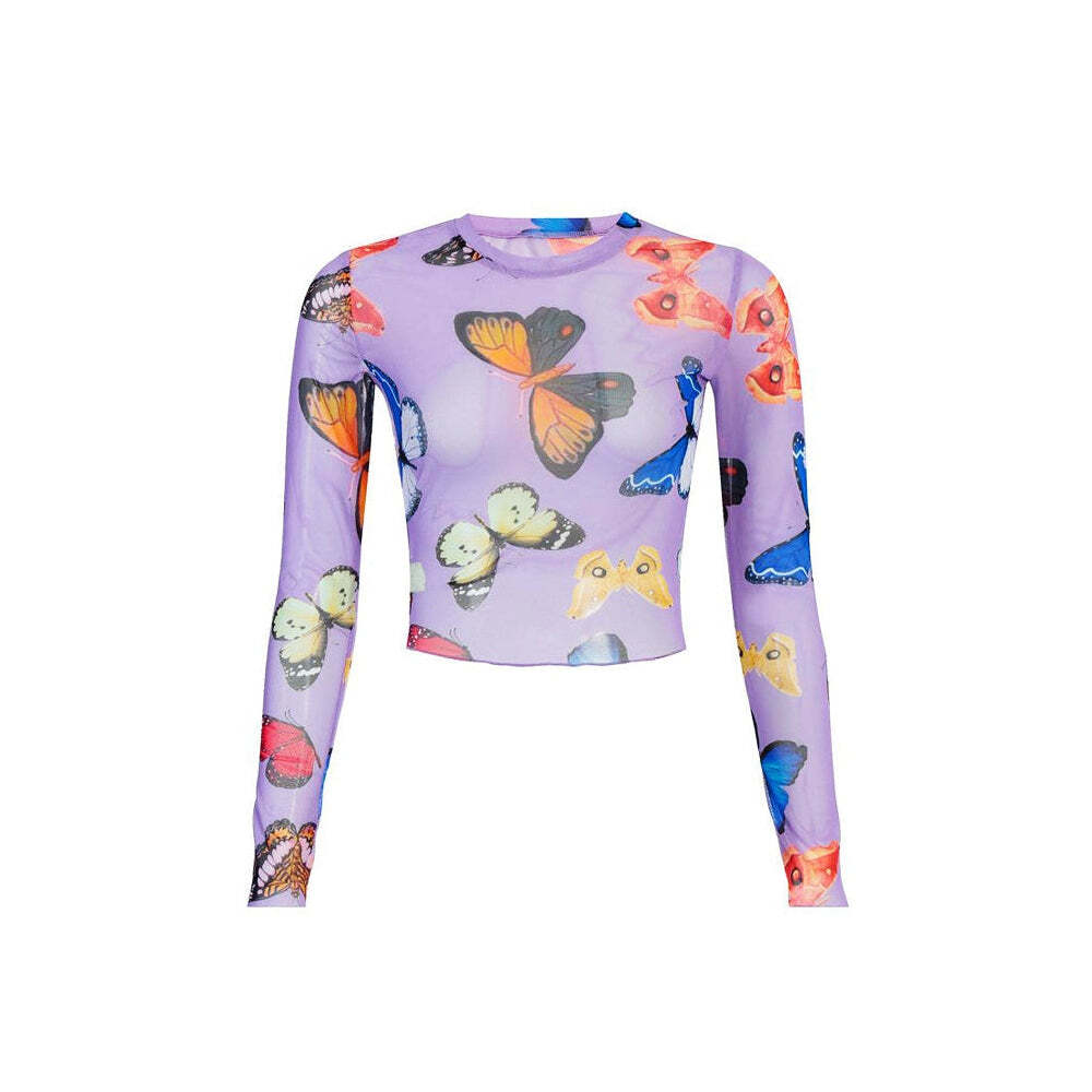 Style Core Aesthetics, New Style Trends - Papillons Mesh Top