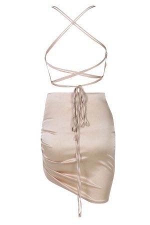 Style Core Aesthetics, New Style Trends - Parisian Lace Up Satin Dress