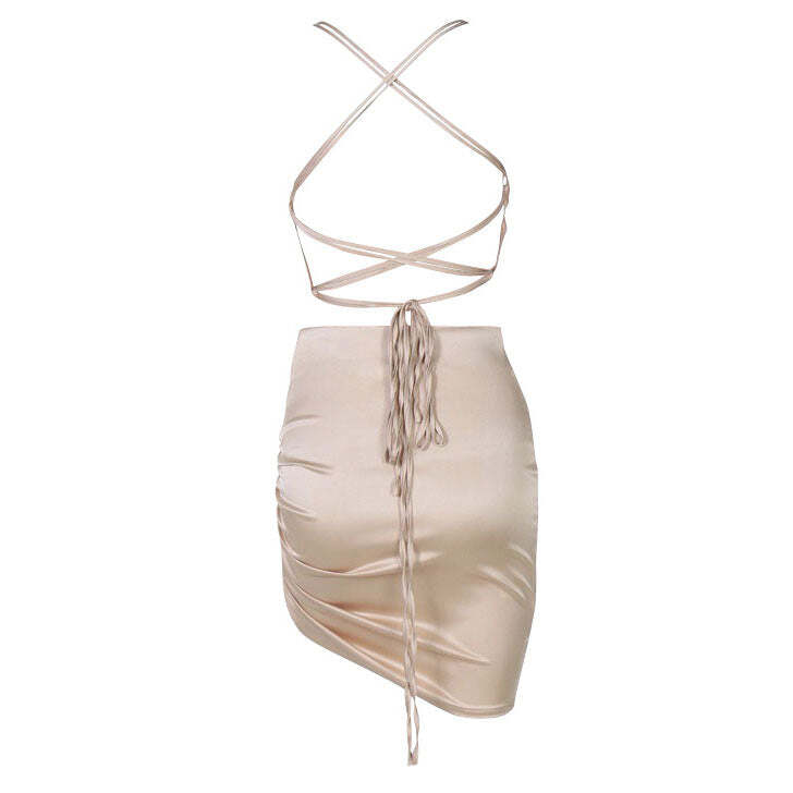 Style Core Aesthetics, New Style Trends - Parisian Lace Up Satin Dress Style Core Aesthetics, New Style Trends - Parisian Lace Up Satin Dress