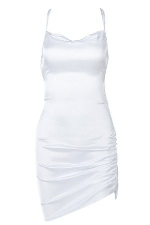 Style Core Aesthetics, New Style Trends - Parisian Lace Up Satin Dress