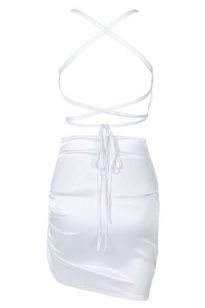 Style Core Aesthetics, New Style Trends - Parisian Lace Up Satin Dress