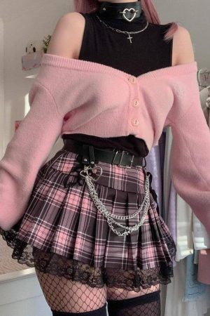 Style Core Aesthetics, New Style Trends - Pastel Goth Pleated Mini Skirt