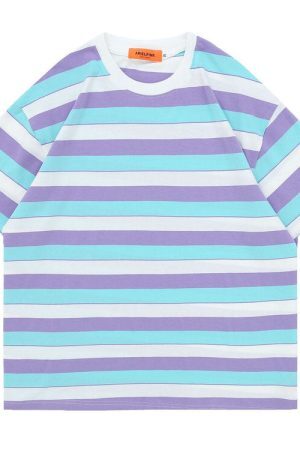 Style Core Aesthetics, New Style Trends - Pastel Oversized Stripe T-Shirt