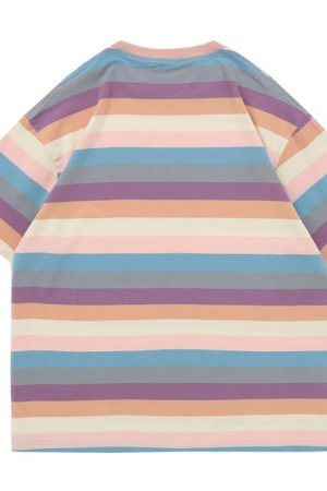 Style Core Aesthetics, New Style Trends - Pastel Oversized Stripe T-Shirt