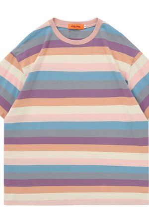 Style Core Aesthetics, New Style Trends - Pastel Oversized Stripe T-Shirt