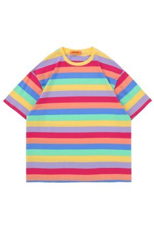 Style Core Aesthetics, New Style Trends - Pastel Oversized Stripe T-Shirt