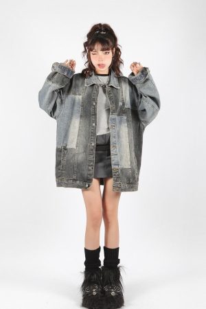 Style Core Aesthetics, New Style Trends - Patchwork Oversized Denim Jacket