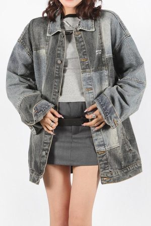 Style Core Aesthetics, New Style Trends - Patchwork Oversized Denim Jacket