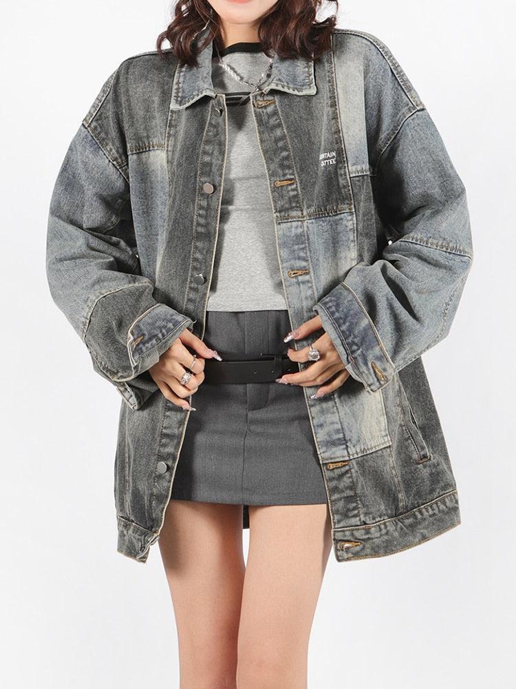 Style Core Aesthetics, New Style Trends - Patchwork Oversized Denim Jacket Style Core Aesthetics, New Style Trends - Patchwork Oversized Denim Jacket