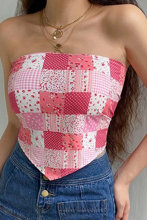 Style Core Aesthetics, New Style Trends - Patchwork Scarf Tube Top