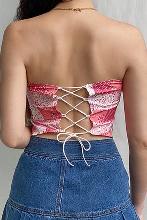 Style Core Aesthetics, New Style Trends - Patchwork Scarf Tube Top