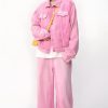 Style Core Aesthetics, New Style Trends - Pink Denim Jacket & Pants Two Piece Set
