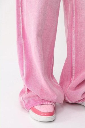 Style Core Aesthetics, New Style Trends - Pink Denim Jacket & Pants Two Piece Set