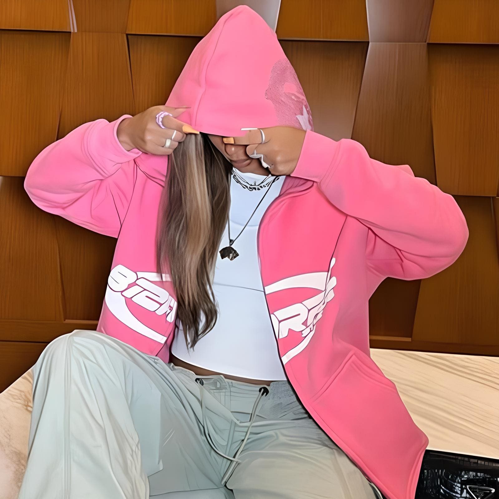 Style Core Aesthetics, New Style Trends - Pink full zip hoodie